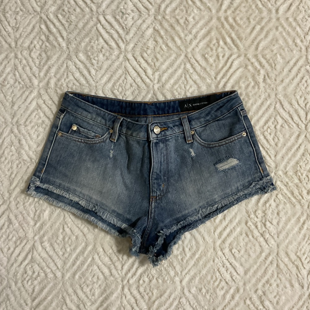Armani Exchange Distressed Blue Jean Shorts